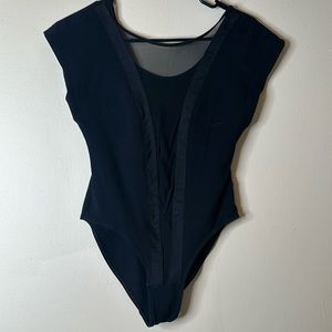 Black V Mesh Bodysuit